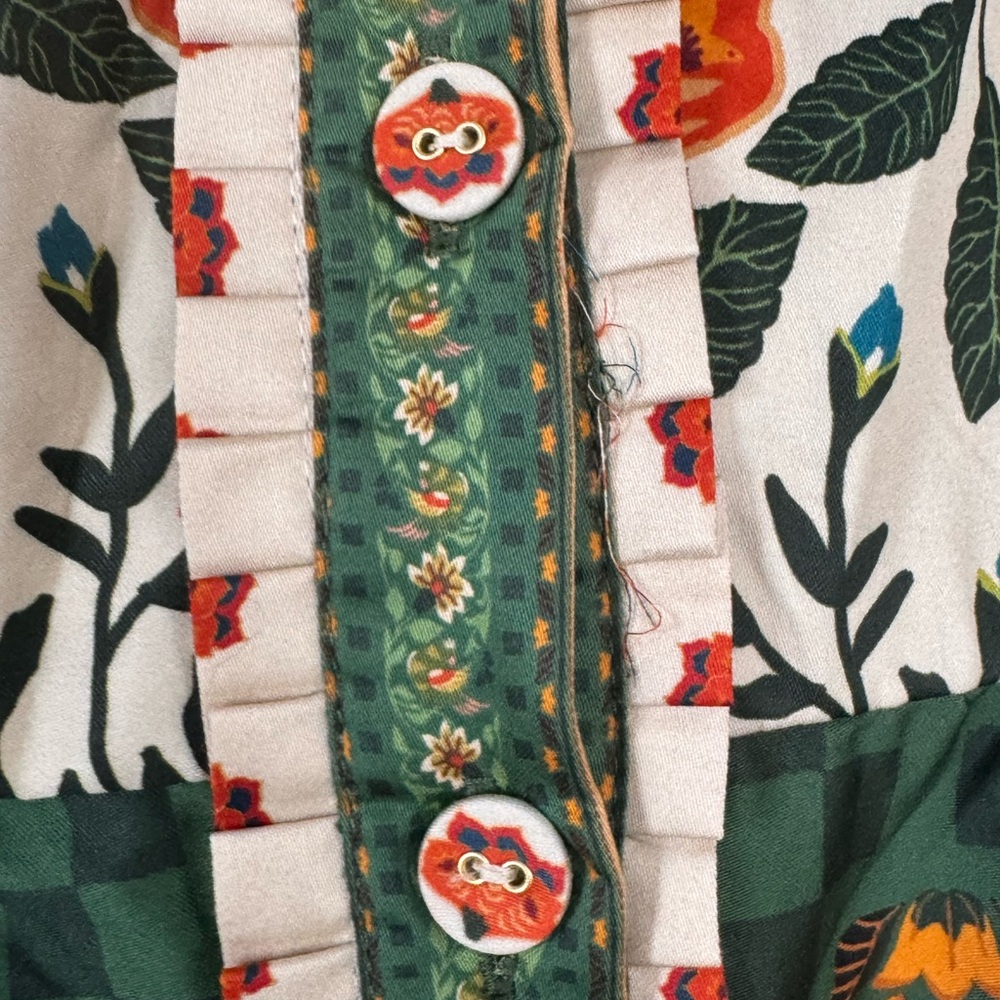 NWT FARM Rio Green & Cream Floral Maxi Skirt with Rust Accents - Picture 5 of 7
